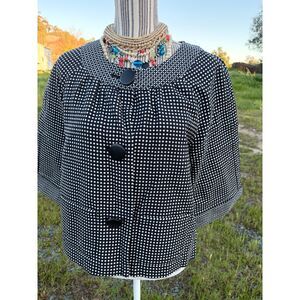 Ruby Rd 3/4 Sleeve Women's Black/White Polka Dot Button Jacket Size 12